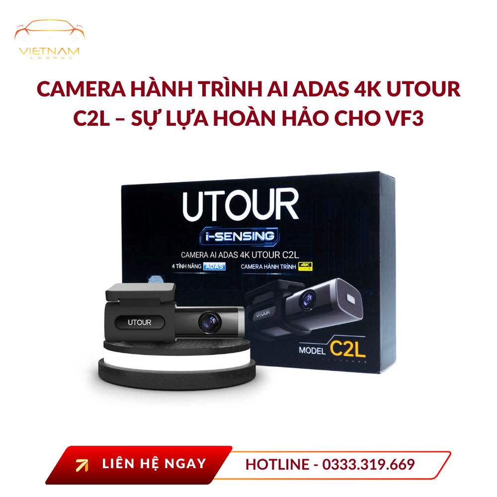 Camera hành trình AI ADAS 4K UTOUR C2L ghi hình siêu nét, cảnh báo thông minh, lựa chọn hoàn hảo cho chủ xe VF3 hiện đại.