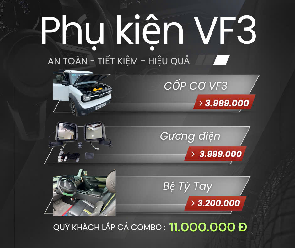VinFast VF3 là mẫu xe điện đô thị nhỏ gọn, có thiết kế hiện đại nhưng cốp trước vẫn còn nhiều hạn chế. Độ cốp cơ giúp nâng cao trải nghiệm sử dụng, mang lại sự tiện lợi và dễ dàng hơn trong thao tác đóng/mở cốp.