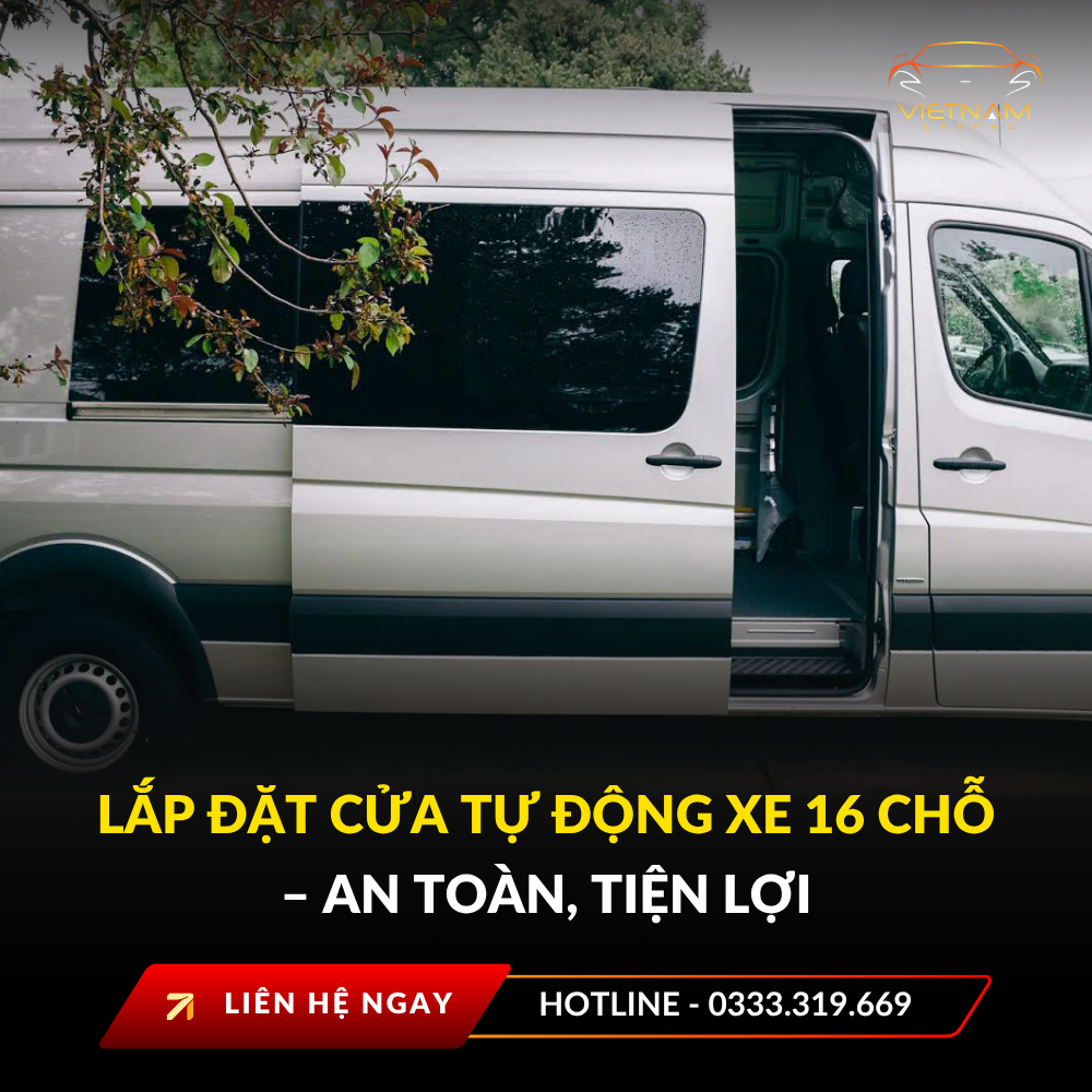 Lắp đặt cửa tự động xe 16 chỗ – An toàn, tiện lợi