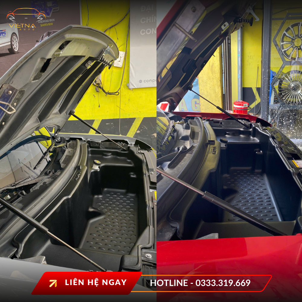 Khoang cốp trước vf3 sau khi lắp đặt mang lại không gian chứa đồ rộng rãi phù hợp cho nhu cầu di chuyển hàng ngày.