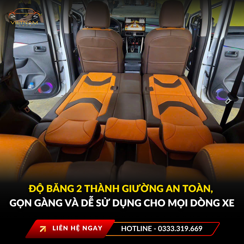Độ băng 2 thành giường an toàn, gọn gàng và dễ sử dụng cho mọi dòng xe