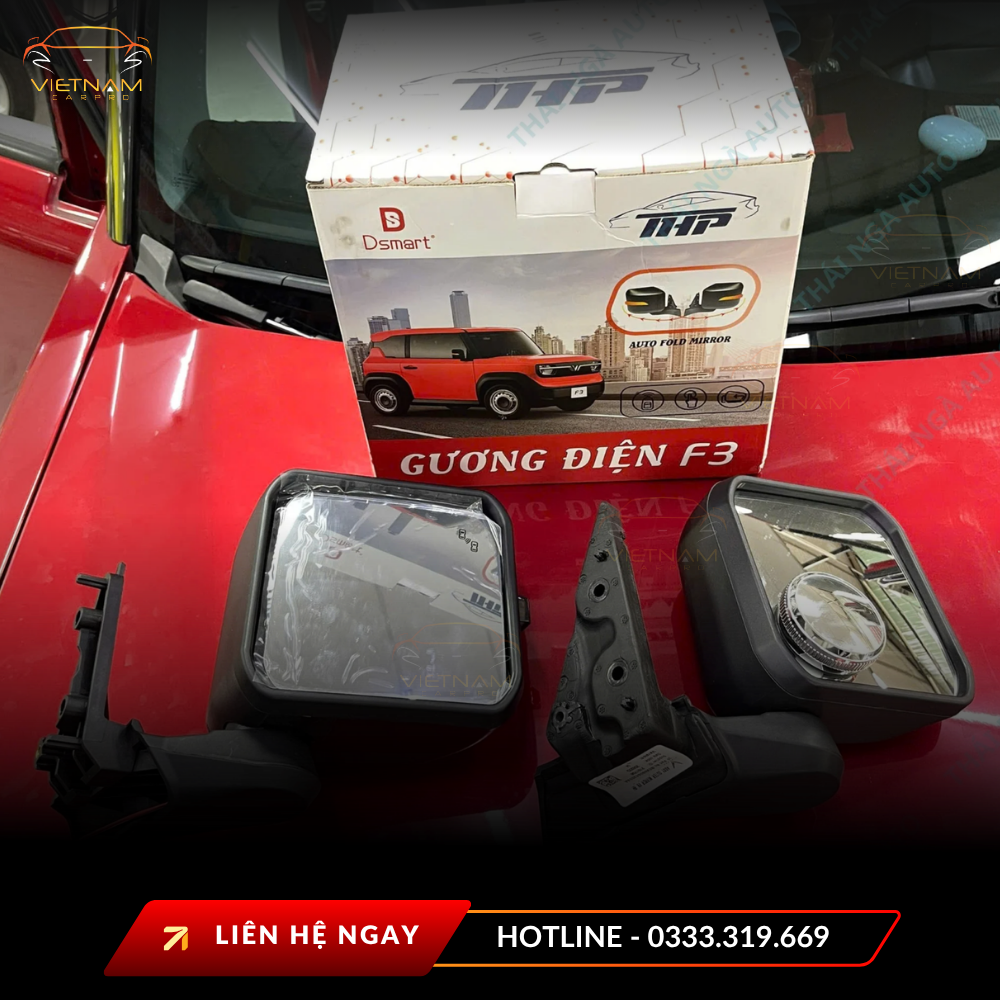 Dịch vụ lắp đặt gương điện Huvi cho VF3 thực hiện chuyên nghiệp, đi dây gọn gàng, đảm bảo hoạt động ổn định và giữ nguyên nội thất nguyên bản của xe.