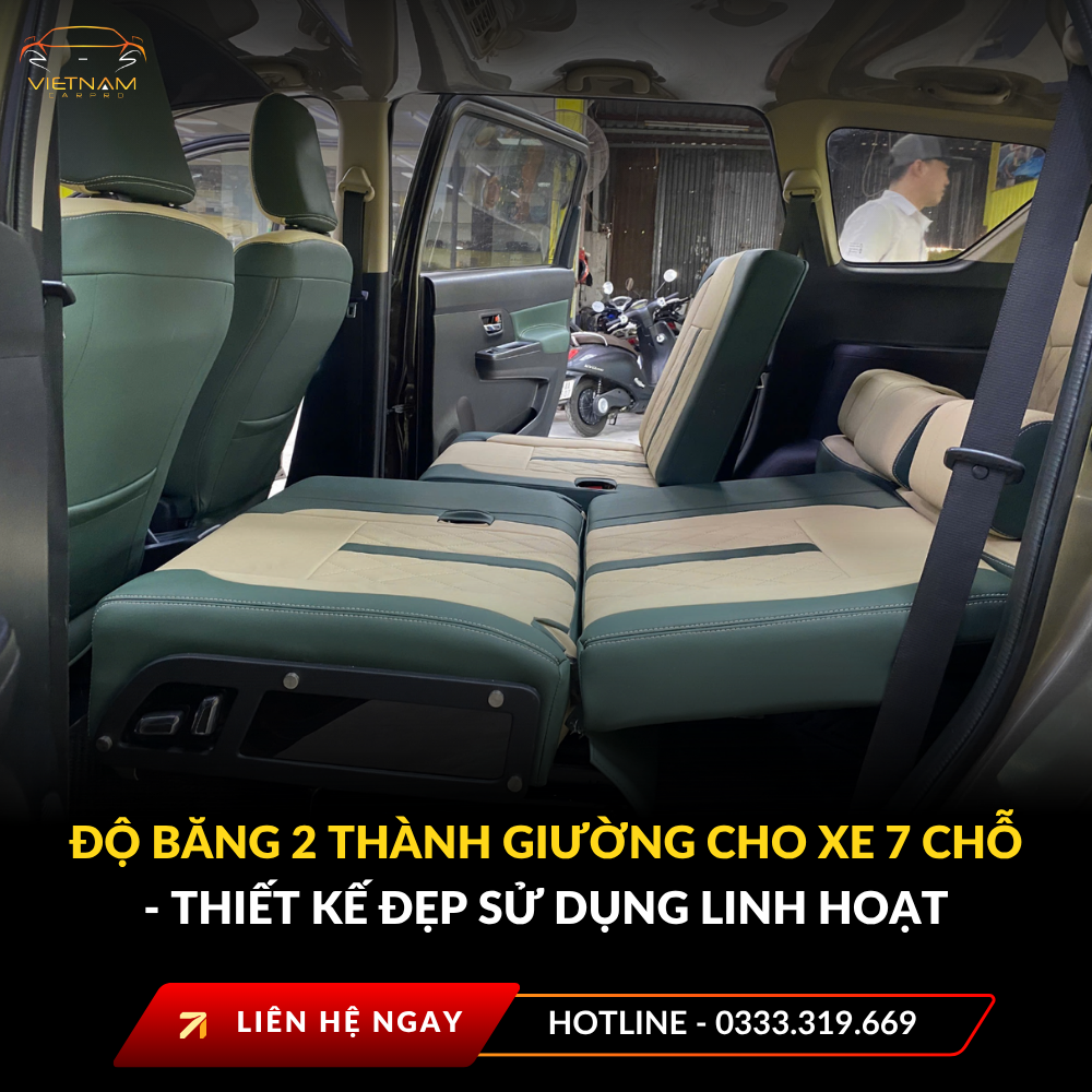 Độ băng 2 thành giường cho xe 7 chỗ – Thiết kế đẹp sử dụng linh hoạt